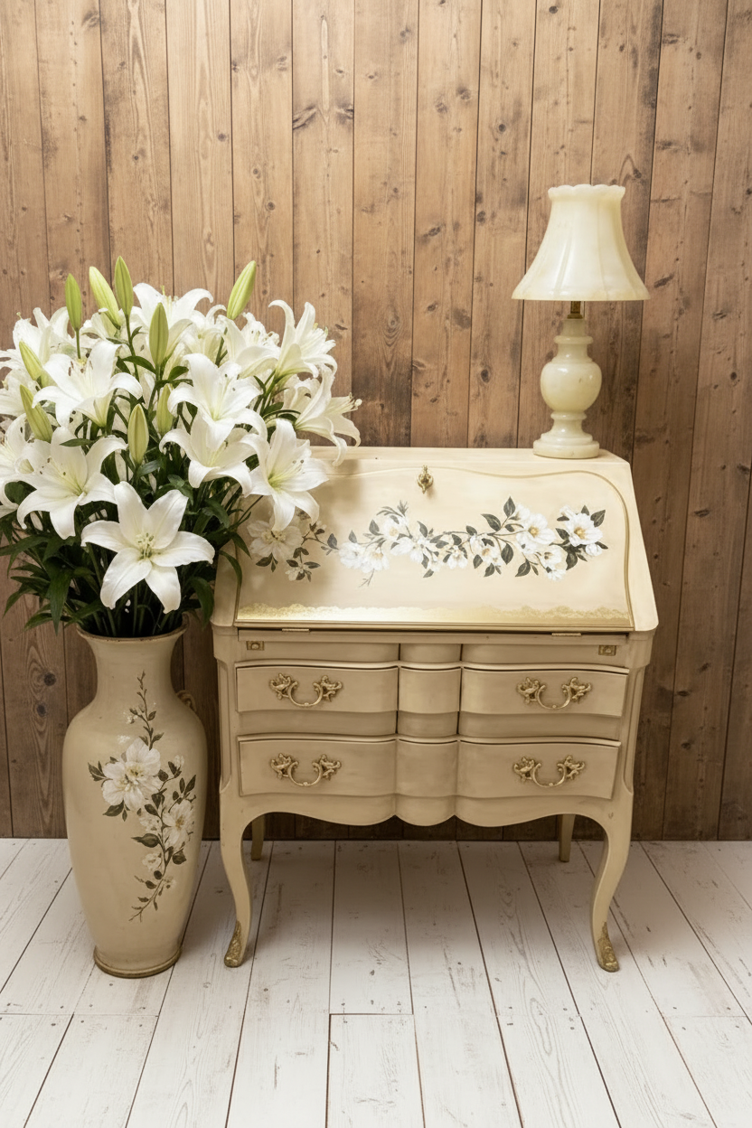 French Secretary Desk — Wood Backdrop